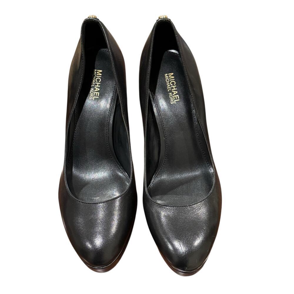 Michael Kors Homepage Chantal Platform Pumps Heels Leather Black Size 7M NWOB - Picture 6 of 13
